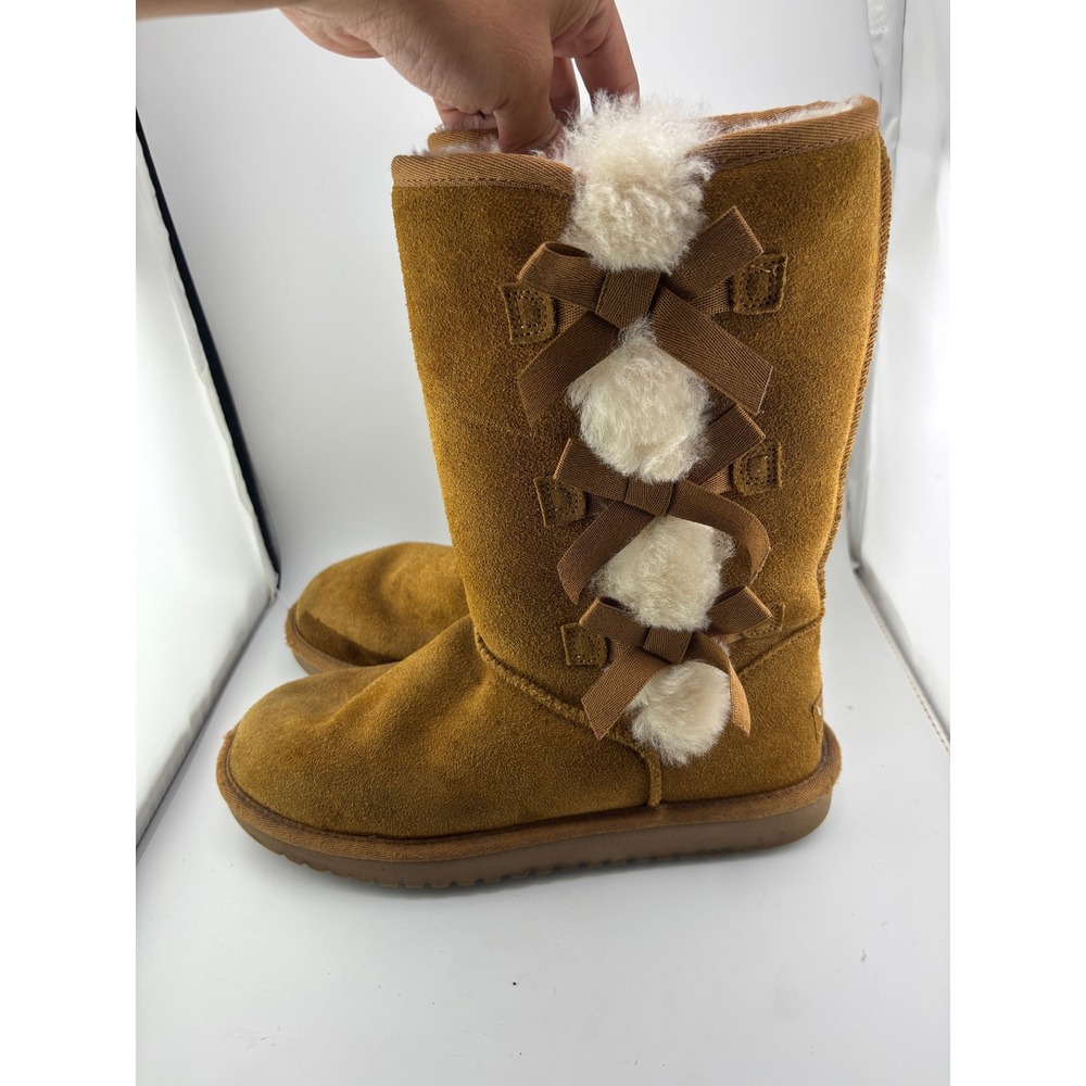 Koolaburra by UGG Victoria Tall Chestnut Suede Bow Boots 1015875 Womens 8